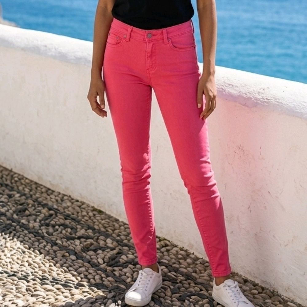 Vineyard Vines Coral Skinny Ankle Jeans 2 Stretch Denim Coastal Preppy Polish